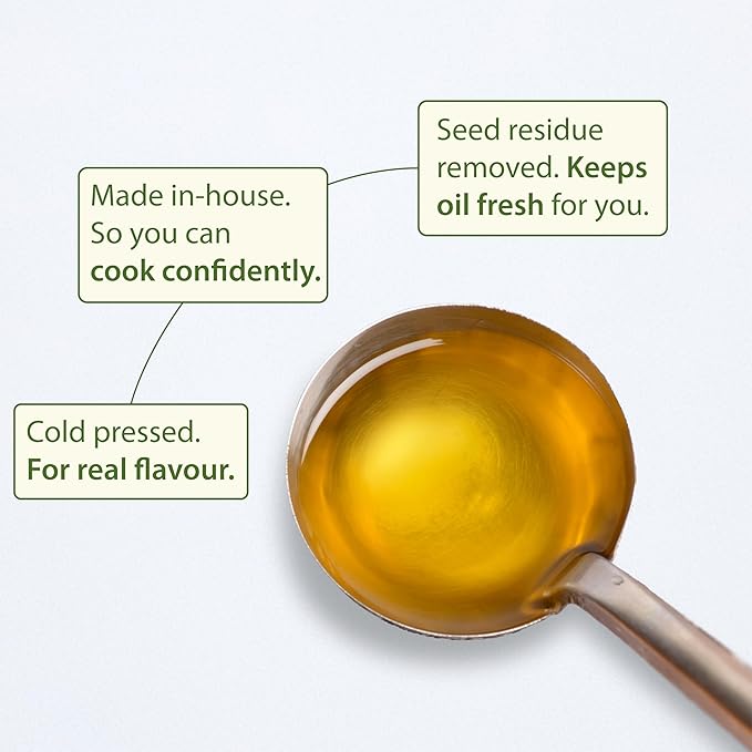 Gramiyaa Cold Pressed Non Toasted Sesame Oil for Cooking | 33.81 FL OZ (1L) | 100% Raw, Chemical Free, Wood Pressed Sesame Oil