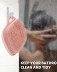 Sndyi Silicone Body Scrubber, Gentle Exfoliating Body Scrubber for Sensitive Skin, Leaf Shaped Shower Scrubber for Body with Lathering Bristles, Silicone Loofah Body Brush for Showering, Pink