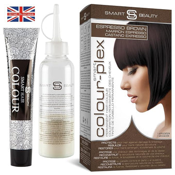 Smart Beauty Espresso Brown Hair Dye Permanent with Plex Anti-Breakage Technology that Protects Rebuilds Restores Hair Structure, Permanent Hair Colour, Brown Hair Dye, Vegan, Cruelty Free
