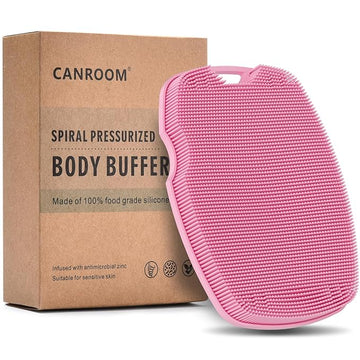 Zinc Infused Silicone Body Scrubber for Shower,Food-Grade Handheld Cleansing Skin Brush, Gentle Exfoliating and Lather Well - Pink