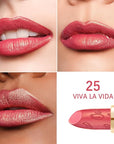 Oulac Glitter Lipstick for Women with Metallic 3D Shine Lightweight Hydrating Formula, High Impact Lip Color, Vegan Beauty, Full Coverage Lip Makeup, Christmas Gifts for Women, Viva La Vida(25)