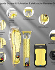 Professional Hair Clipper Set for Men Electric Shaver Razor Cordless Hair Cutting Barber Clippers Beard Trimmer Men’s Grooming Kit Gifts for him (Gold)
