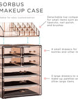 Sorbus Acrylic Makeup Organizer Set, 7-Drawer Vanity & Countertop Cosmetic Storage with Small & Wide Compartments, Bronze Glow Makeup Storage for Brushes, Jewelry – Holiday Gift for Women & Teens