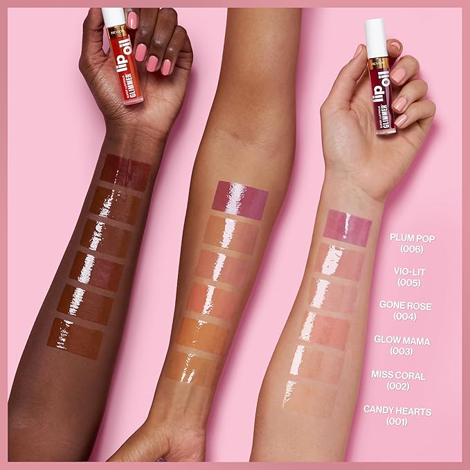REVLON Super Lustrous Glimmer Lip Oil, Moisturizing & Tinted, Shiny Finish, Made with Plant-Based Squalane, 003 Glow Mama, 0.13 fl oz