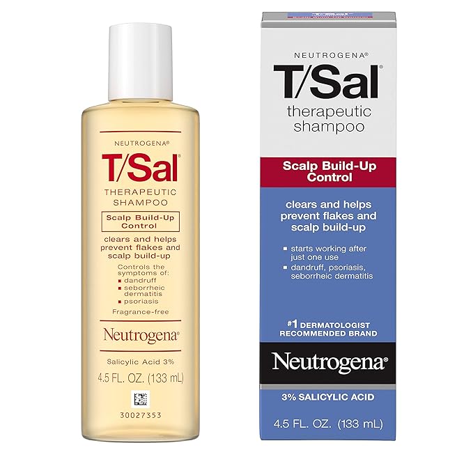 Neutrogena T/Sal Therapeutic Shampoo for Scalp Build-Up Control with Salicylic Acid, Scalp Treatment for Dandruff, Scalp Psoriasis & Seborrheic Dermatitis Relief, 4.5 fl. oz (Pack of 2)