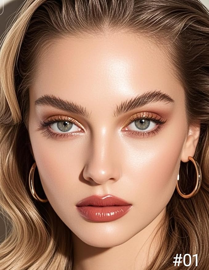 Erinde Sunset Gold Eyeshadow Palette Duo - Eye Brightener Shimmer Shades Glitter Eye Shadow Makeup Palette, Long Lasting Waterproof Blendable Crease & Smudge Proof Champagne Christmas Makeup, 01