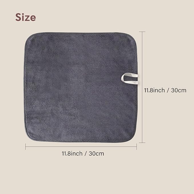 Nugilla Makeup Remover Cloth 12 x 12 Inch, Reusable Makeup Remover Towels for Washing Face, 6 Pack Washable Microfiber Face Cloth Fast Drying Washcloth, Grey