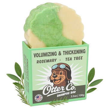 Otter co. Tea Tree and Rosemary Volumizing and Thickening Shampoo Bar - Olive Oil, Green Tea, Nettle, Zinc – Vegan, Sulfate Free & Non Toxic – Women and Mens Shampoo, All Hair Types, Made in USA
