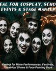 BOBISUKA Black Face & Body Paint Stick Water-Based Washable Face Paint Makeup Stick for Halloween Clown, Skeleton, Skull, Joker, Cosplay, SFX, Sports Eye Black & Costume Party