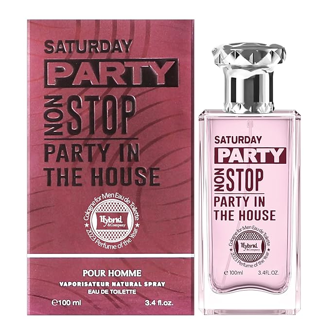 Hybrid & Company Saturday Party Non Stop Red Non Stop Part In The House Pour Homme Eau De Toilette Natural Spray Vaporisateur,3.4FL.OZ