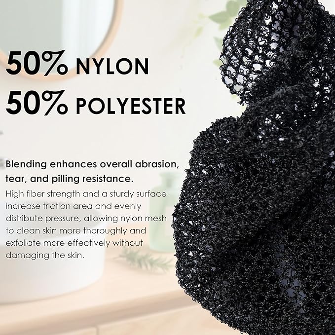INNERNEED Exfoliating Net Cover Sponge Bath Scrubbing Loofah Rough Washcloth Case 2pcs, Only for INNERNEED Silicone Body Brush (Black Case)