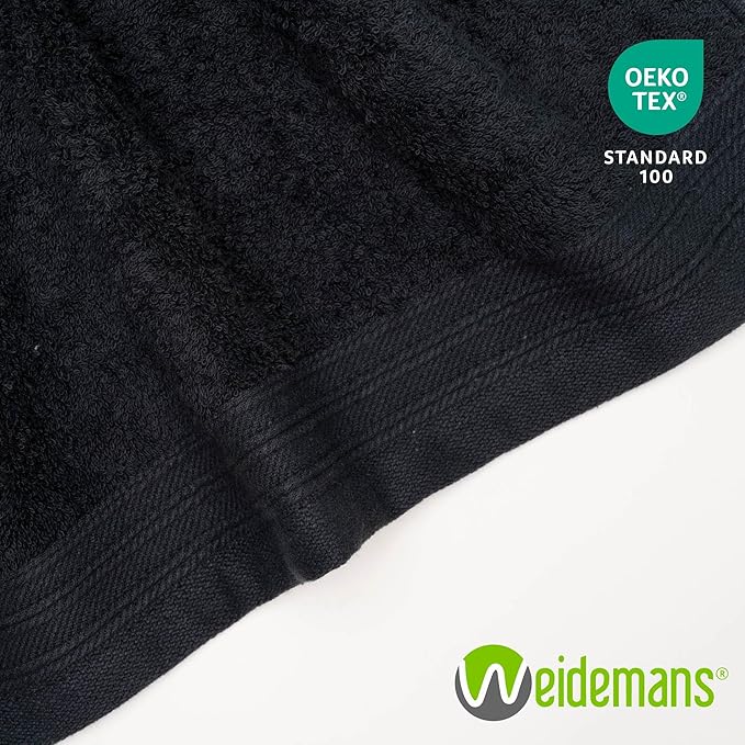 100% Cotton Washcloths Set 13” x 13” | Black Towels | Set of 12 Ultra Soft and Highly Absorbent Washcloths Sets for Bathroom, Gym, Spa | Machine Washable Face Towel