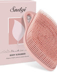Sndyi Silicone Body Scrubber, Gentle Exfoliating Body Scrubber for Sensitive Skin, Leaf Shaped Shower Scrubber for Body with Lathering Bristles, Silicone Loofah Body Brush for Showering, Pink
