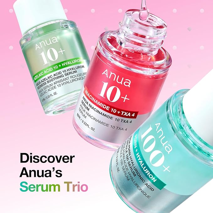 Anua Serum Discovery Trio, Mini Face Serum Travel Size Kit with Hyaluronic Acid, Niacinamide & Azelaic Acid, Hydrating Soothing Gift Set for Women, Korean Skincare Set -10ml/0.33fl.oz × 3EA