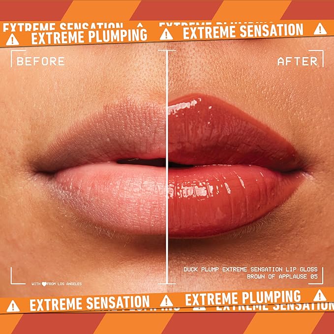 NYX PROFESSIONAL MAKEUP Duck Plump High Pigment Lip Gloss, Lip Plumper Gloss with Spicy Ginger - Brown Of Applause