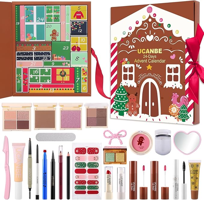 Makeup Advent Calendar 2025, 24 Days Christmas Gift Makeup Sets For Women, UCANBE 2025 Xmas Countdown Calendar Full Makeup Kits Beauty Makeup & Cosmetic For Teens, Girls Gift