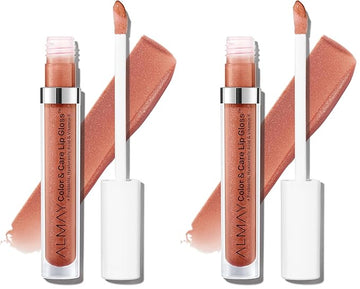Almay Color & Care Hydrating Lip Gloss, Soft Natural Hues, Prebiotic Complex, Hyaluronic Filling-Sphere Technology, 300 Glitters Gold, 0.1 Fl Oz (Pack of 2)