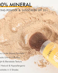 2PCS Mineral Powder Sunscreen Setting Makeup - SPF 35 Brush On Sunscreen for Face & Scalp & Hair, Natural Matte Loose Finishing Powder, Oil Control Lightweight Breathable (#03 Light)