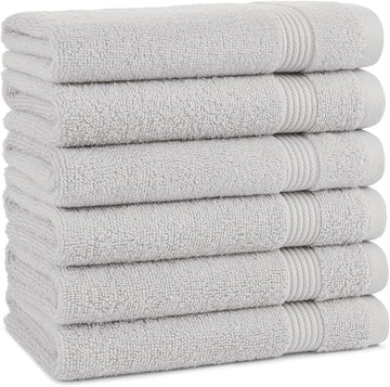 Arkwright Bathroom Hand Towels Set of 6 - Super Soft 100% Cotton, 600 GSM Quick Dry & Absorbent, Luxury Bath Essentials for Hotels, Spa, Hosts, and Vacation Rentals, Titanium Grey
