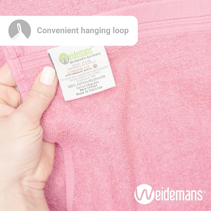 100% Cotton Washcloths Set 13” x 13” | Pink Rose Towels | Set of 6 Ultra Soft and Highly Absorbent Washcloths Sets for Bathroom, Gym, Spa | Machine Washable Face Towel
