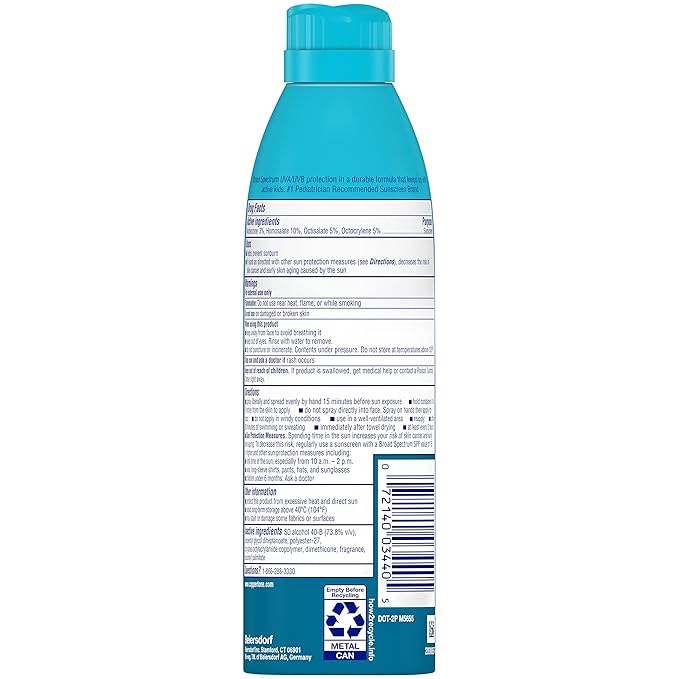 Coppertone Kids Sunscreen Spray SPF 50, Water Resistant Spray Sunscreen for Kids, Free From Oxybenzone, Octinoxate, PABA and Dyes, Pediatrician Recommended Sunblock, 5.5 Oz Can, Pack of 3