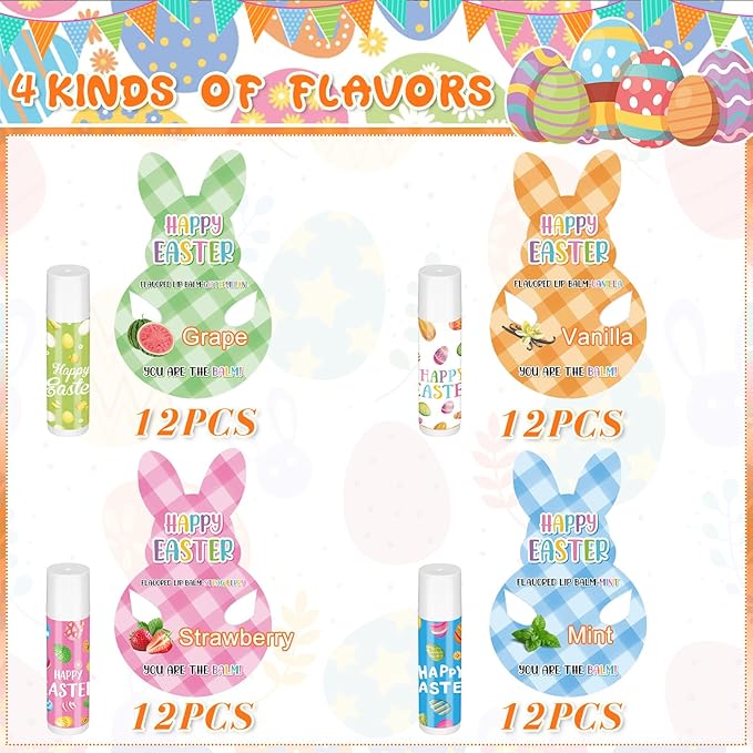 48 Pcs Easter Lip Balm Bulk