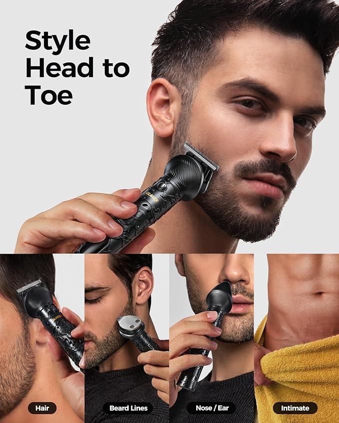 GLAKER Hair Clippers for Men Professional, Cordless Clippers for Hair Cutting, Mens Bear Trimmer, Electric Razor Barber Clippers Hair Trimmer, Gifts for Men (Black)