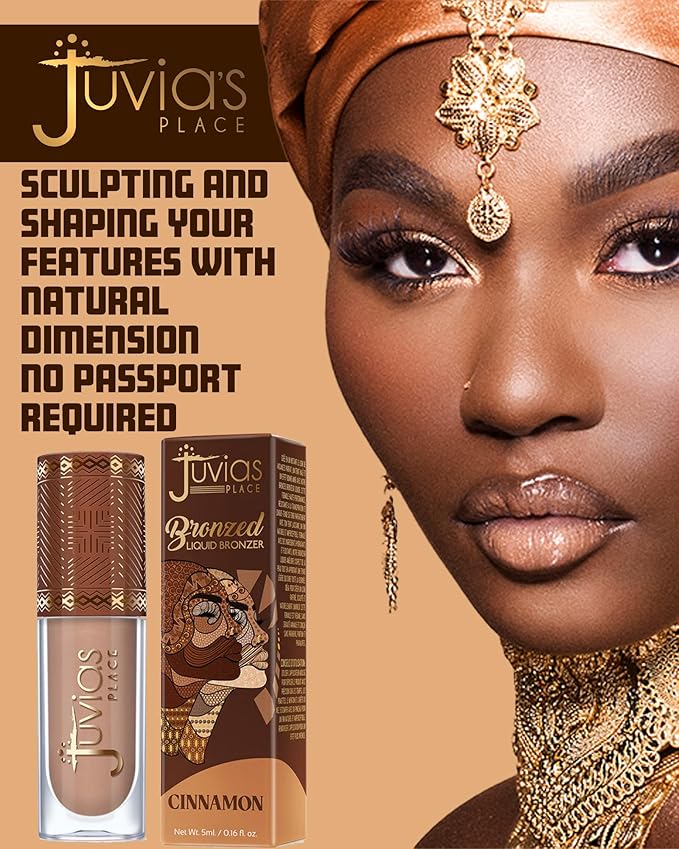 Juvia’s Place Bronzed Liquid Bronzer - Cinnamon - Liquid Bronzer for Face with Silky Blendable Texture - Buildable Coverage for Natural Contour & Dimension - Easy-to-Blend, Patch-Proof Formula