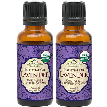 US Organic 100% Pure Lavender Essential Oil, Directly sourced from Bulgaria, USDA Certified Organic, Undiluted, for Diffuser, Humidifier, Massage, Skin, Hair Care, Non GMO, 30 ml 2 Pack