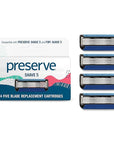 Preserve Five Blade Replacement Cartridges for Shave 5 Recycled Razor, 4 Count