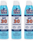 Coral Isles SPF 30 Sunscreen Spray - Hawaii Compliant - Oxybenzone & Octinoxate Free - Broad Spectrum - Water Resistant, 6 Fl Oz (Pack of 3)