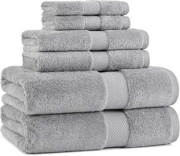 Aston & Arden Egyptian Bath Towel Set - Oversized Ultra Soft Thick & Absorbent, 100% Ringspun Egyptian Cotton Bathroom Towel for Spa, Hotel, 600 GSM, Dark Grey