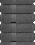 Infinitee Xclusives Dark Grey Hand Towels for Bathroom - Set of 6 (16x28 inches) 600 GSM, 100% Cotton Ultra Soft, Quick Drying, Hotel Quality Hand Towel Set (Shadow Grey)