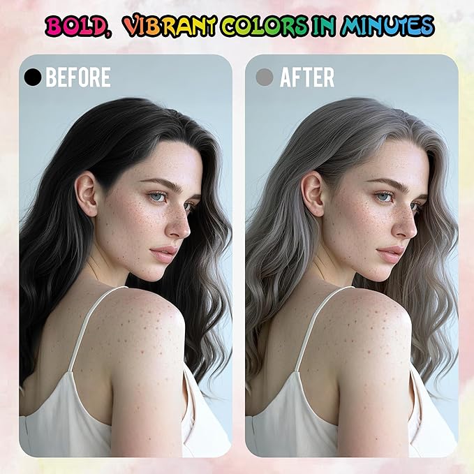 Temporary Hair Color Spray for Adults & Kids - Instant Silver Gray Dye Alternative | Non-Sticky, Washable & Gentle Formula | Party, Halloween, Costume Makeup (150 ml)