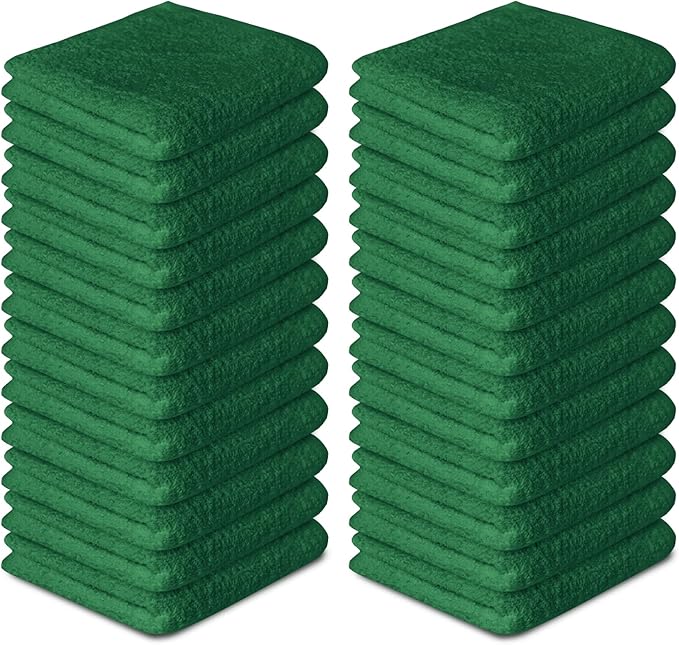 Softolle 100% Cotton Washcloths 24 Pack (12x12 Inches) Soft, Highly Absorbent Washcloth, Face Towels, Wash Cloths for Face, Ring Spun, Bulk Pack (Dark Green)