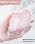 Sndyi Silicone Body Scrubber, Gentle Exfoliating Body Scrubber for Sensitive Skin, Leaf Shaped Shower Scrubber for Body with Lathering Bristles, Silicone Loofah Body Brush for Showering, Pink