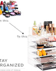 Sorbus Acrylic Makeup Organizer Set, 6-Drawer Vanity & Countertop Cosmetic Storage with Small & Wide Compartments, Clear Makeup Storage for Brushes, Jewelry – Holiday Gift for Women & Teens