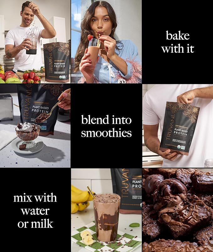 Truvani Vegan Pea Protein Powder | Chocolate | 20g Organic Plant Based Protein | 1 Serving | Keto | Gluten & Dairy Free | Low Carb | No Added Sugar