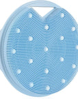 Lymphatic Drainage Silicone Body Scrubber for Shower - Exfoliating Silicone Loofah with Zinc Infused and Stiff Massage Nodes，for Improving Skin Health and Reduces Acne -Azure