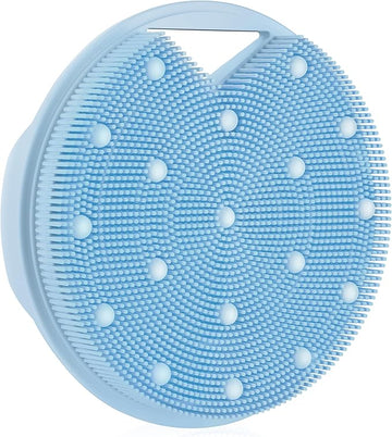 Lymphatic Drainage Silicone Body Scrubber for Shower - Exfoliating Silicone Loofah with Zinc Infused and Stiff Massage Nodes，for Improving Skin Health and Reduces Acne -Azure
