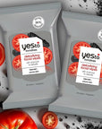 Yes To Face Wipes for Women and Men, Charcoal Facial Cleansing Wipes for use as a Make Up Remover, Cleaning, Soothing, Tomatoes (Pack of 2)