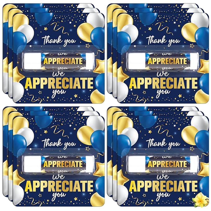 5 Pack Thank You Lip Balm Gifts Bulk, Blue Gold Moisturizing Nourishing Lip Balm Gifts, Appreciation Party Favor for Women Man Coworker Employee We Appreciate You Baby Shower Birthday Party Supplies