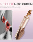 TYMO Automatic Rotating Curling Iron - TYMO CURLPRO Beach Waves Curling Wand, Portable Hair Curler, 500 Million Ionic, Dual Voltage & Lightweight for Travel, Ceramic Coating, 1 Inch, Peach