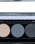 Off White, Matte Medium Grey Blue, and Glitter Black Deep Navy Blue Vegan Eyeshadow Trio Palette; Talc, Paraben & Cruelty Free