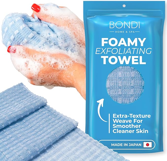 BONDI Exfoliating Washcloth for Smooth Skin - Extra Long - Perfect for Back Scrubbing - Made in Japan