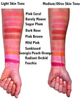 Pink Coral Light Pale Pink Bubble Gum Pink Peach Orange Blush Pressed Cheek Color Contour Powder, Talc & Paraben Free, 4 Grams, No Animal Testing & Cruelty Free