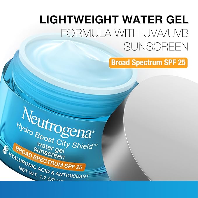 Neutrogena Hydro Boost Face Moisturizer with SPF 25, Hydrating Facial Sunscreen, Oil-Free and Non-Comedogenic Water Gel Face Lotion 1.7 oz