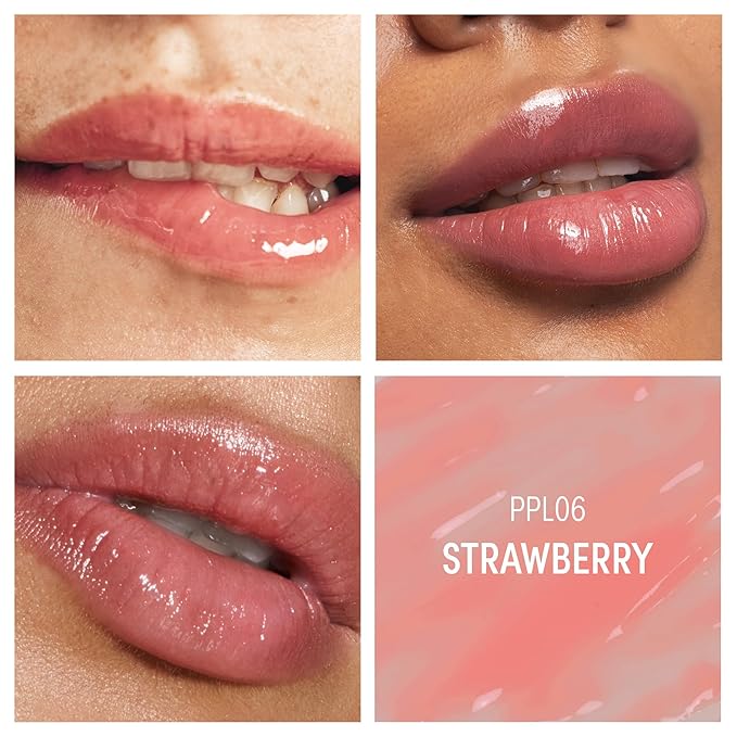 KISS NEW YORK Peptide Lip Treatment, Hydrating & Non-Sticky Tinted Plumping Balm, Shea Butter Castor Oil & Squalane Reduces Look of Fine Lines, Softer & Fuller Lips with Cooling Metal Tip (Strawberry)