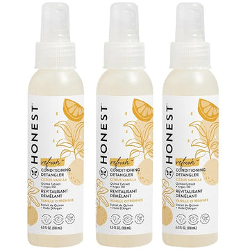 The Honest Company Conditioning Hair Detangler 3-Pack | Leave-in Conditioner + Fortifying Spray | Tear-free, Cruelty-Free, Hypoallergenic | Citrus Vanilla Refresh, 4 fl oz each (pack of 3)