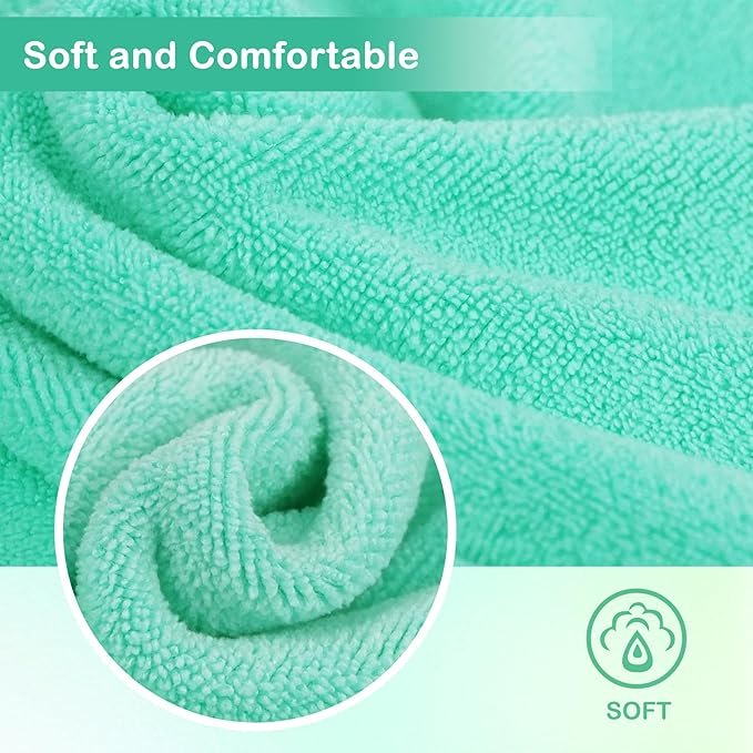 Nugilla Makeup Remover Cloth 12 x 12 Inch, Reusable Makeup Remover Towels for Washing Face, 6 Pack Washable Microfiber Face Cloth Fast Drying Washcloth, Green